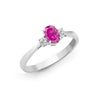 18k Rose Gold 0.08ct Ring - 18ct White Gold Natural Diamond And Pink Sapphire And 3 Stone Ring - by Hearts Forever Jewellers