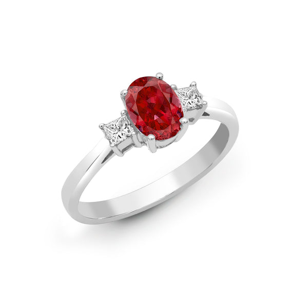 18k Rose Gold 0.20ct Ring - 18ct White Gold Natural Diamond And Ruby And 3 Stone Ring - by Hearts Forever Jewellers