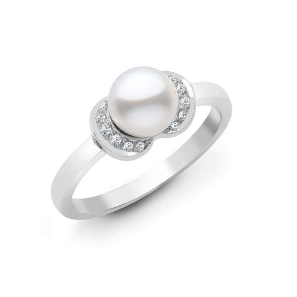18k Rose Gold 0.90ct Ring - 18ct White Gold Natural Diamond And Pearl Ring - by Hearts Forever Jewellers