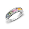 18k Rose Gold 0.13ct Ring - 18ct White Gold Natural Diamond And Multi Coloured Sapphires Ring - by Hearts Forever Jewellers