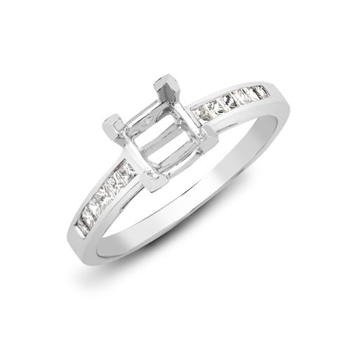 18k Rose Gold 0.50ct Ring - 18ct White 0.25ct Princess Cut Natural Diamond Semi Set Ring - Holds 0.50ct P/C - by Hearts Forever Jewellers