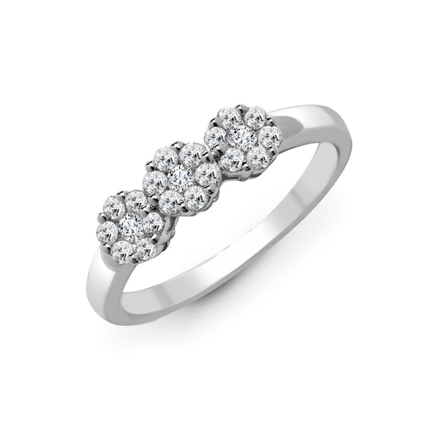 18k Rose Gold Diamond Ring - 18ct White 0.45ct Natural Diamond 3 x 7 Cluster Ring - by Hearts Forever Jewellers