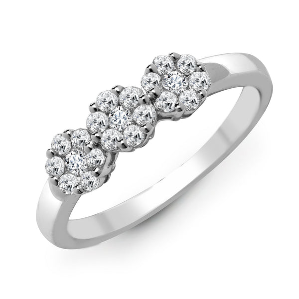 18k Rose Gold Diamond Ring - 18ct White 1.50ct Natural Diamond 3 x 7 Cluster Ring - by Hearts Forever Jewellers