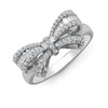 18k Rose Gold Diamond Ring - 18ct White Gold 0.46ct Natural Diamond Round Brilliant Cut & Baguette Bow Ring - by Hearts Forever Jewellers