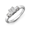 18k Rose Gold Diamond Ring - 18ct White 0.58ct Natural Diamond Princess Cut & Baguette Ring - by Hearts Forever Jewellers