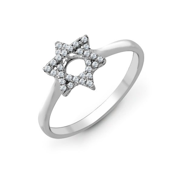18k Rose Gold Diamond Ring - 18ct White 0.13ct Natural Diamond Star of David Ring - by Hearts Forever Jewellers
