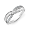 18k Rose Gold Diamond Ring - 18ct White 0.48ct Natural Diamond RBC & Baguette Crossover Ring - by Hearts Forever Jewellers