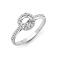 18ct White 0.24ct Natural Diamond Semi Set Halo Ring - Holds 0.50ct
