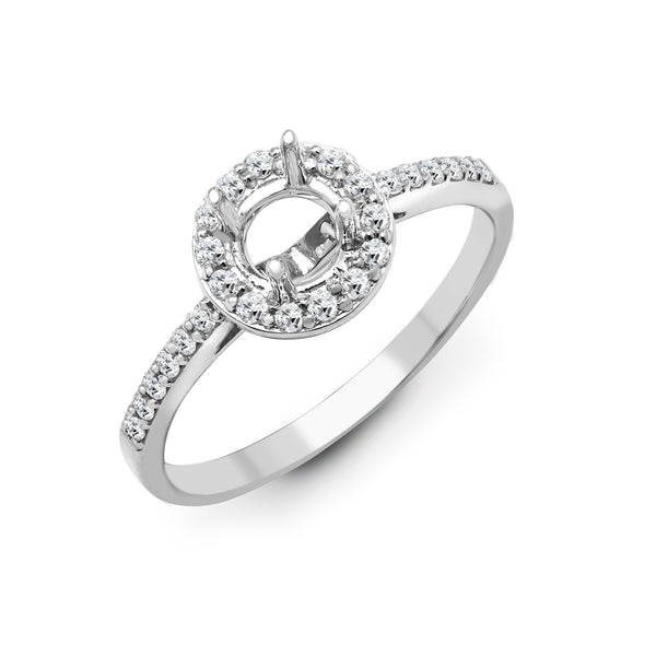 18k Rose Gold Diamond Ring - 18ct White 0.26ct Natural Diamond Semi Set Halo Ring - Holds 0.75ct - by Hearts Forever Jewellers