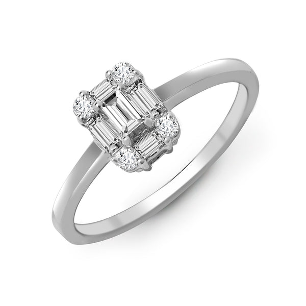 18k Rose Gold Diamond Ring - 18ct White Gold 0.57ct Natural Diamond RBC & Baguette Ring - by Hearts Forever Jewellers