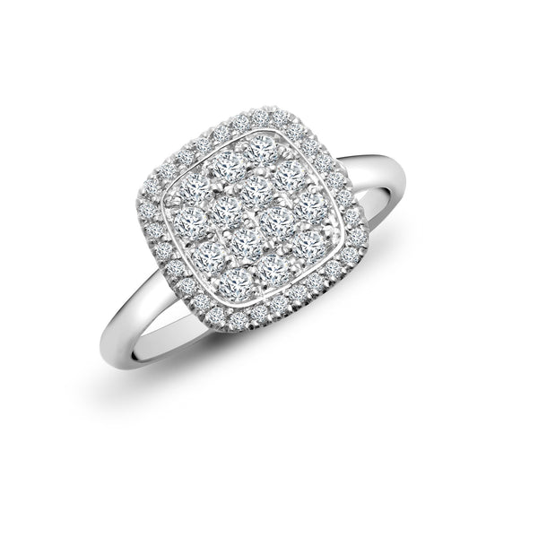 18k Rose Gold Diamond Ring - 18ct White 0.55ct Natural Diamond Cluster Cushion Shape Ring - by Hearts Forever Jewellers