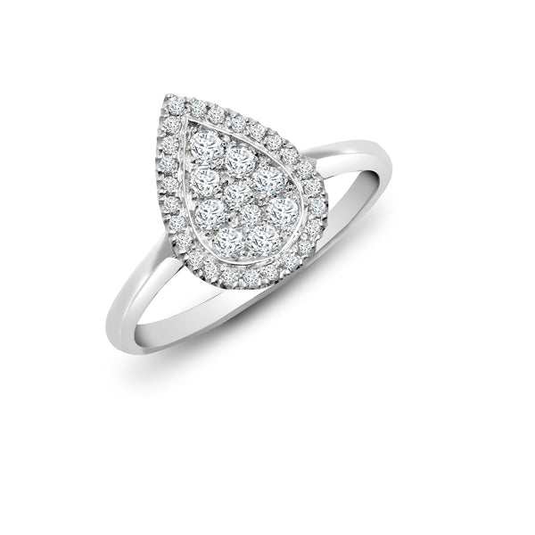 18k Rose Gold Diamond Ring - 18ct White 0.40ct Natural Diamond Cluster Pear Shape Ring - by Hearts Forever Jewellers