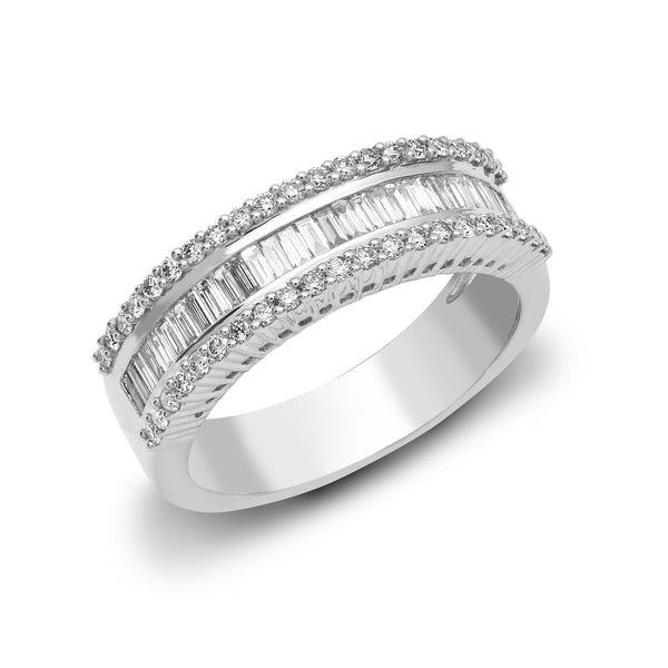 18k Rose Gold Diamond Ring - 18ct White 1.00ct Round & Baguette Natural Diamond Ring - by Hearts Forever Jewellers