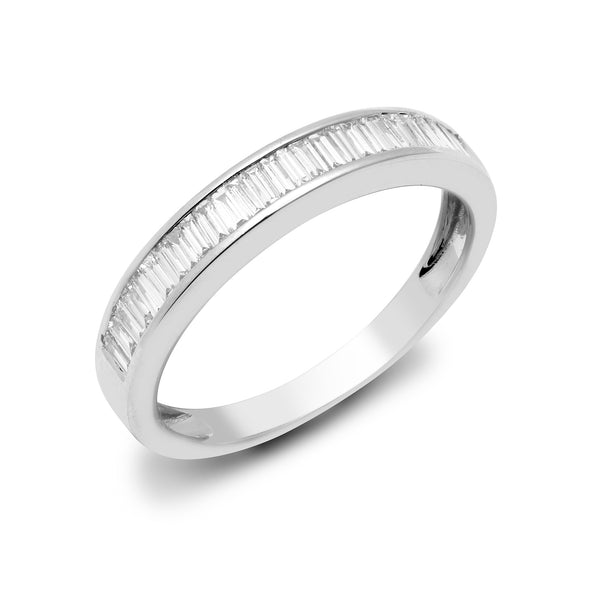18k Rose Gold Diamond Ring - 18ct White 0.25ct Natural Diamond Baguette 1\2 Eternity Ring - by Hearts Forever Jewellers