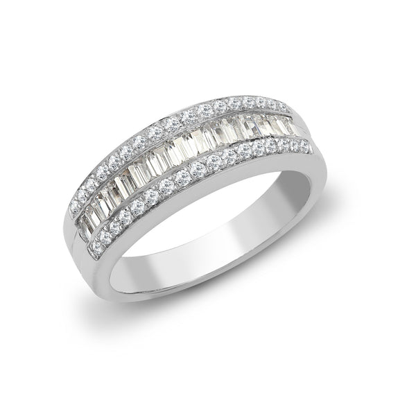 18k Rose Gold Diamond Ring - 18ct White 0.94ct Round & Baguette Natural Diamond Ring - by Hearts Forever Jewellers