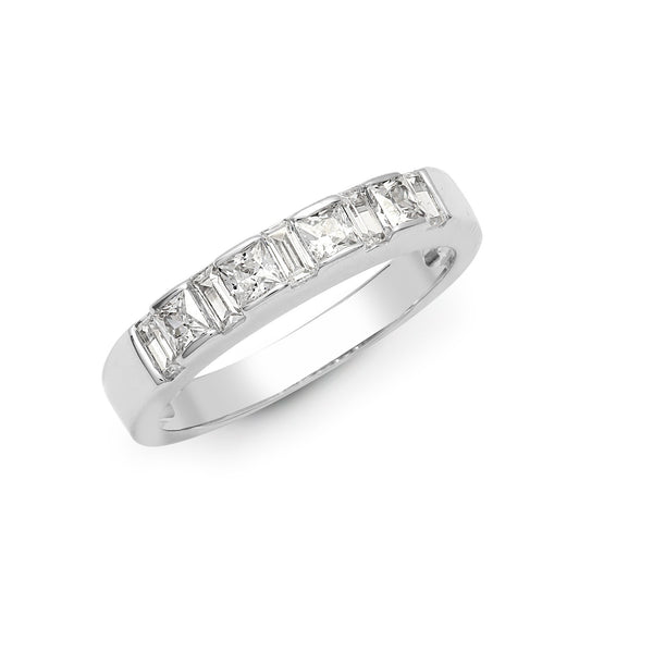 18k Rose Gold Diamond Ring - 18ct White 0.87ct Princess Cut & Baguette Natural Diamond Ring - by Hearts Forever Jewellers