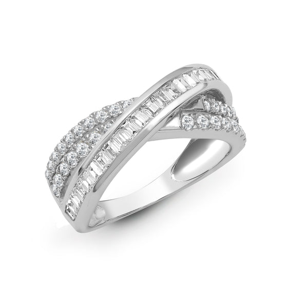18k Rose Gold Diamond Ring - 18ct White 1.14ct Round & Baguette Natural Diamond Ring - by Hearts Forever Jewellers