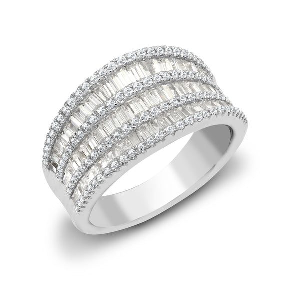 18k Rose Gold Diamond Ring - 18ct White 2.21ct Round & Baguette Natural Diamond Ring - by Hearts Forever Jewellers