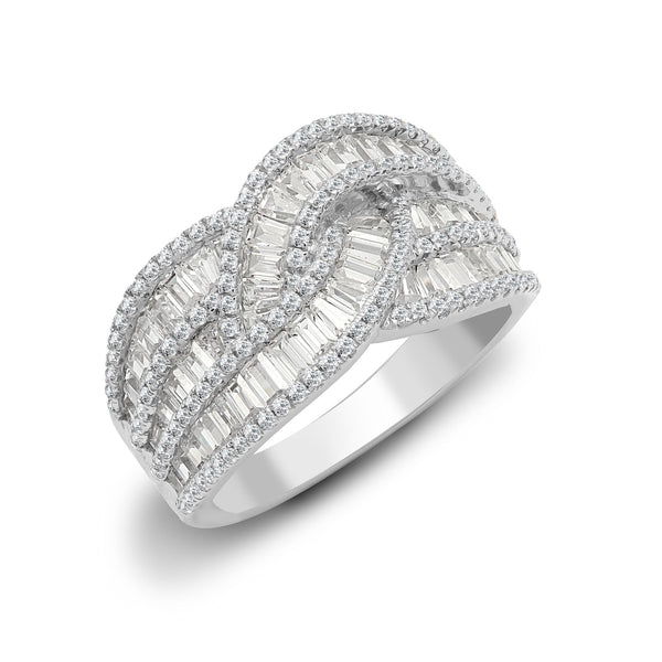 18k Rose Gold Diamond Ring - 18ct White 1.83ct Round & Baguette Natural Diamond Ring - by Hearts Forever Jewellers