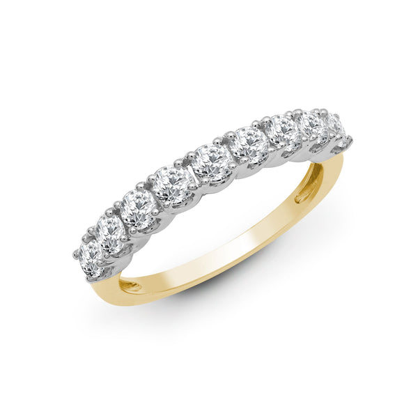 18k Rose Gold Diamond Ring - 18ct Yellow/White 0.50ct 9 stone Claw Set 1/2 ET Ring - by Hearts Forever Jewellers