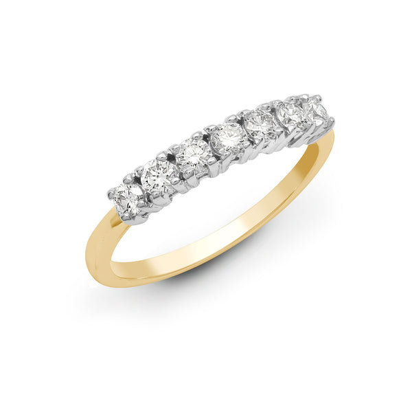 18k Rose Gold Round Ring - 18ct Yellow/White 0.50ct Natural Diamond 7 stone 1/2 ET Ring - by Hearts Forever Jewellers