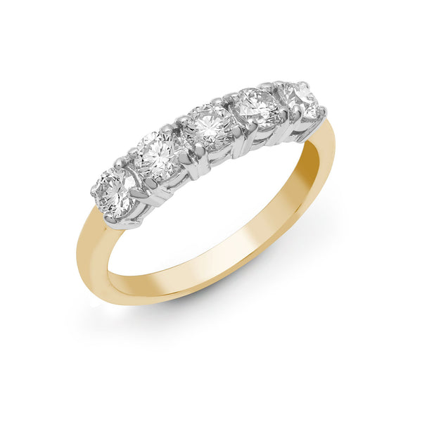 18k Rose Gold Round Ring - 18ct Yellow/White 0.25ct Natural Diamond 5 stone Ring - by Hearts Forever Jewellers