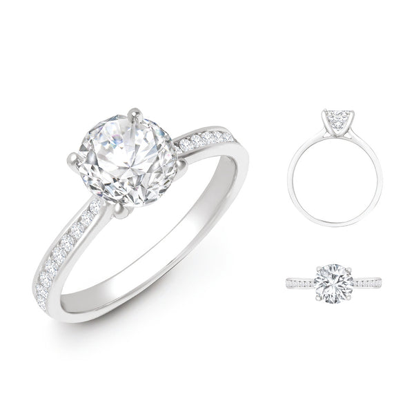 18k Rose Gold Diamond Ring - Lab 18ct White Gold 0.13ct Diamond Channel-set Wed-fit Ring Mount + 0.25ct Diamond - by Hearts Forever Jewellers