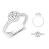 18k Rose Gold Diamond Ring - Lab 18ct White Gold 0.37ct Diamond Micro-set Halo and Shoulders Wed-fit Ring Mount + 0.25ct Diamond - by Hearts Forever Jewellers