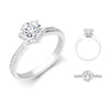 18k Rose Gold Diamond Ring - Lab 18ct White Gold 0.24ct Diamond Pave set 6-claw Ring Mount + 0.25ct Diamond - by Hearts Forever Jewellers