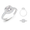 18k Rose Gold 0.25ct Ring - 18ct White Gold 0.33ct Natural Diamond Micro-set Cushion-shaped Halo and Shoulders Wed-fit Ring Mount + 0.25ct Diamond - by Hearts Forever Jewellers