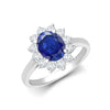 18k Rose Gold 0.75ct Ring - 18ct Yellow Gold 0.35ct Natural Diamond Claw-set Cluster Halo Oval Ring - Holds 7x5mm Aquamarine 0.75cts - by Hearts Forever Jewellers