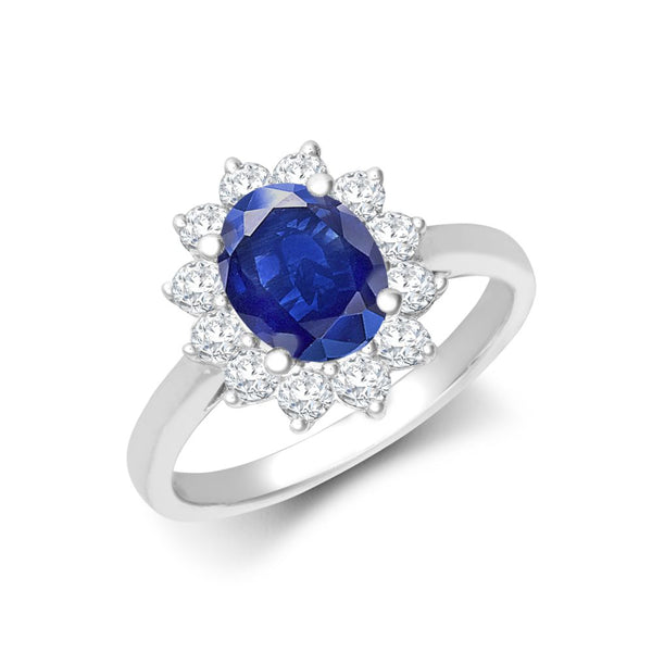 18k Rose Gold 0.75ct Ring - 18ct Yellow Gold 0.35ct Natural Diamond Claw-set Cluster Halo Oval Ring - Holds 7x5mm Aquamarine 0.75cts - by Hearts Forever Jewellers