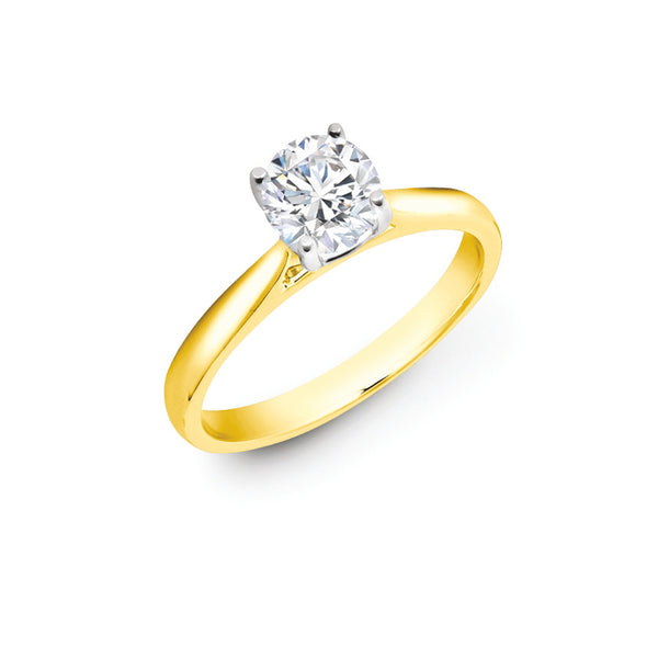 18k Rose Gold Round Brilliant Cut Ring - 18ct Yellow Gold 25pts Round Brilliant Cut Solitaire Wed Fit Natural Diamond Ring - by Hearts Forever Jewellers