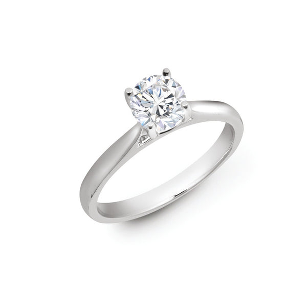 18k Rose Gold Round Brilliant Cut Ring - 18ct Yellow Gold 25pts Round Brilliant Cut Solitaire Wed Fit Natural Diamond Ring - by Hearts Forever Jewellers