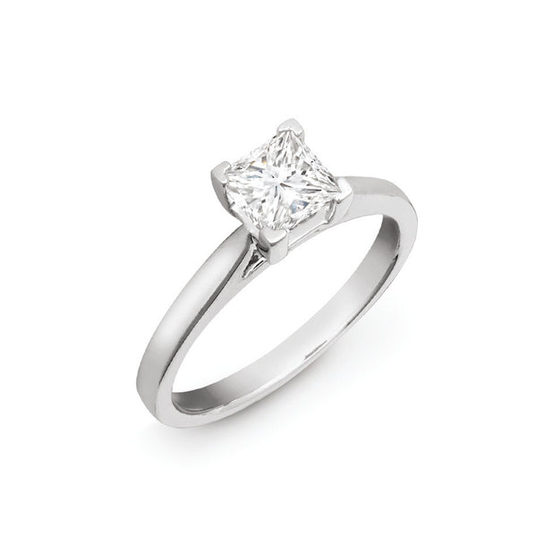 18k Rose Gold Princess Cut Ring - 18ct Yellow Gold 25pts Princess Cut Solitaire Wed Fit Natural Diamond Ring - by Hearts Forever Jewellers