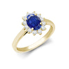 18k Rose Gold 0.75ct Ring - 18ct Yellow Gold 0.35ct Natural Diamond Claw-set Cluster Halo Oval Ring - Holds 7x5mm Aquamarine 0.75cts - by Hearts Forever Jewellers