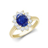 18k Rose Gold 0.75ct Ring - 18ct Yellow Gold 0.35ct Natural Diamond Claw-set Cluster Halo Oval Ring - Holds 7x5mm Aquamarine 0.75cts - by Hearts Forever Jewellers