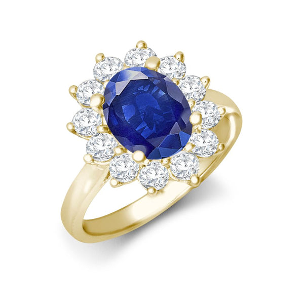 18k Rose Gold 0.75ct Ring - 18ct Yellow Gold 0.35ct Natural Diamond Claw-set Cluster Halo Oval Ring - Holds 7x5mm Aquamarine 0.75cts - by Hearts Forever Jewellers