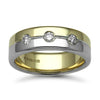 18ct Gold 2 Colour Natural Diamond Rubover set Wedding Ring