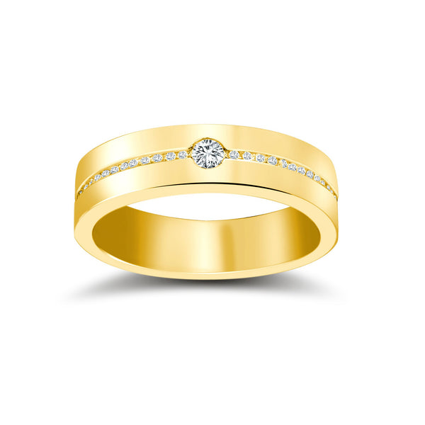 18k White Gold Round Jewellery - 18ct Yellow Gold RBC Flat Court Natural Diamond Wedding Band Half Set - 4mm - 28pts - by Hearts Forever Jewellers