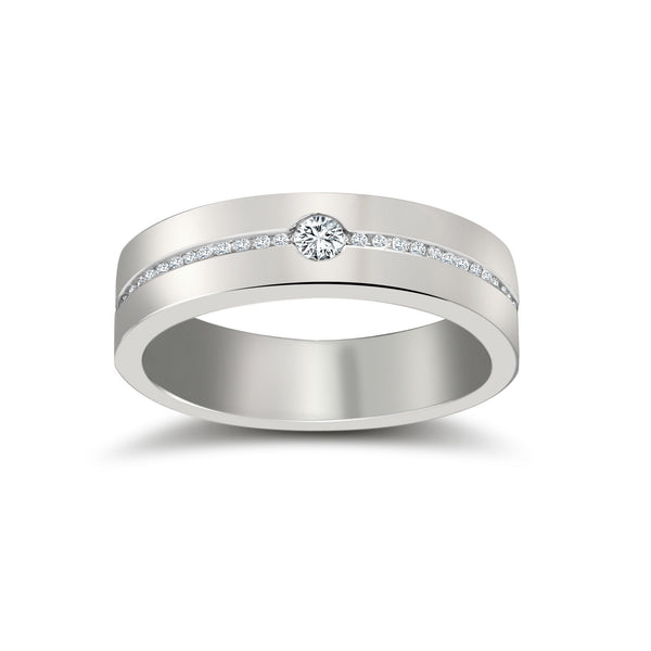 18k White Gold Round Jewellery - 18ct White Gold RBC Flat Court Natural Diamond Wedding Band Half Set - 4mm - 28pts - by Hearts Forever Jewellers
