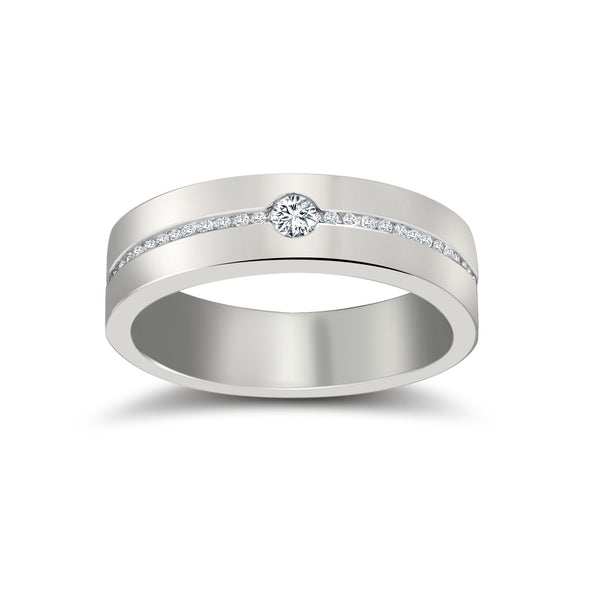 18k White Gold Round Jewellery - 18ct White Gold RBC Flat Court Natural Diamond Wedding Band Half Set - 4mm - 28pts - by Hearts Forever Jewellers