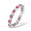18k White Gold 0.50ct Ring - 18ct White Gold Claw Set Full Eternity Ring Natural Diamond 0.50ct Ruby 0.80ct G VS - by Hearts Forever Jewellers