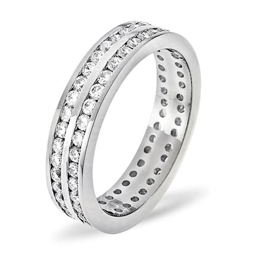 18k White Gold 1.00ct Ring - 18ct White Gold Channel Set 2 Row Full Eternity Ring Natural Diamond 1.00ct G VS - by Hearts Forever Jewellers