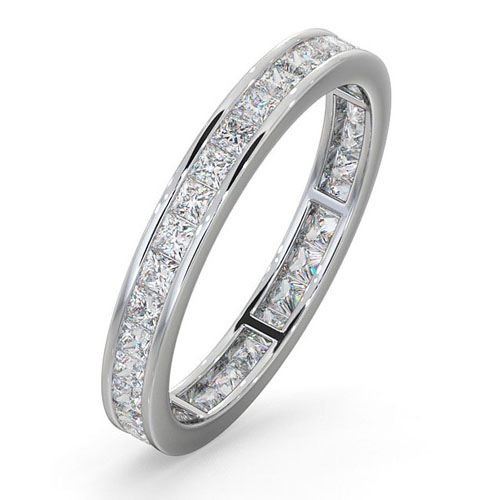 18k White Gold 1.00ct Ring - 18ct White Gold Channel Set Princess Cut Full Eternity Ring Natural Diamond 1.00ct G VS - by Hearts Forever Jewellers