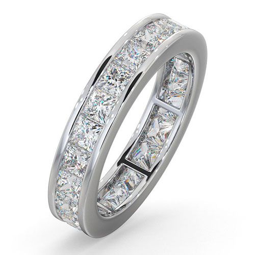 18k White Gold 1.00ct Ring - 18ct White Gold Channel Set Princess Cut Full Eternity Ring Natural Diamond 1.00ct G VS - by Hearts Forever Jewellers