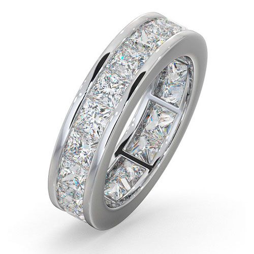 18k White Gold 1.00ct Ring - 18ct White Gold Channel Set Princess Cut Full Eternity Ring Natural Diamond 1.00ct G VS - by Hearts Forever Jewellers