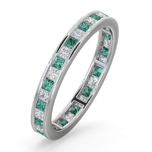 18k White Gold 0.50ct Ring - 18ct White Gold Channel Set Princess Cut Full Eternity Ring Natural Diamond 0.50ct Em 0.65ct G VS - by Hearts Forever Jewellers