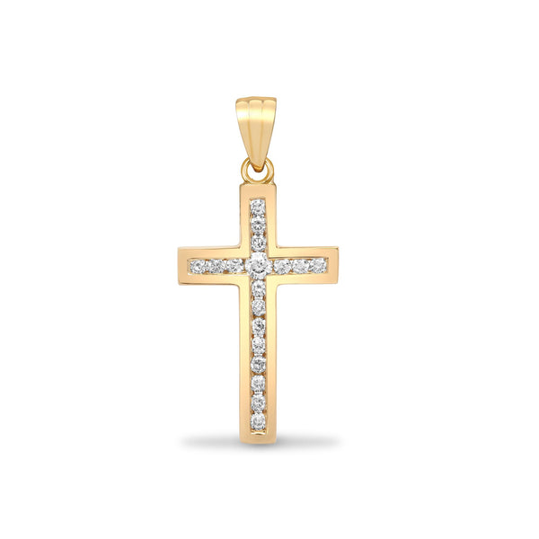 0.18ct Necklace - 18ct Yellow Gold Natural Diamond Cross - by Hearts Forever Jewellers