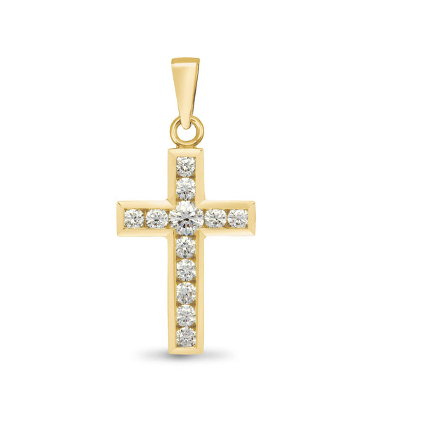 0.18ct Necklace - 18ct Yellow Gold Natural Diamond Cross - by Hearts Forever Jewellers